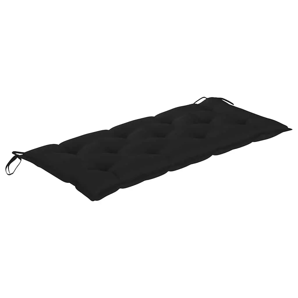 Bamboo Garden Bench with Backrest 120cm and Black Cushion