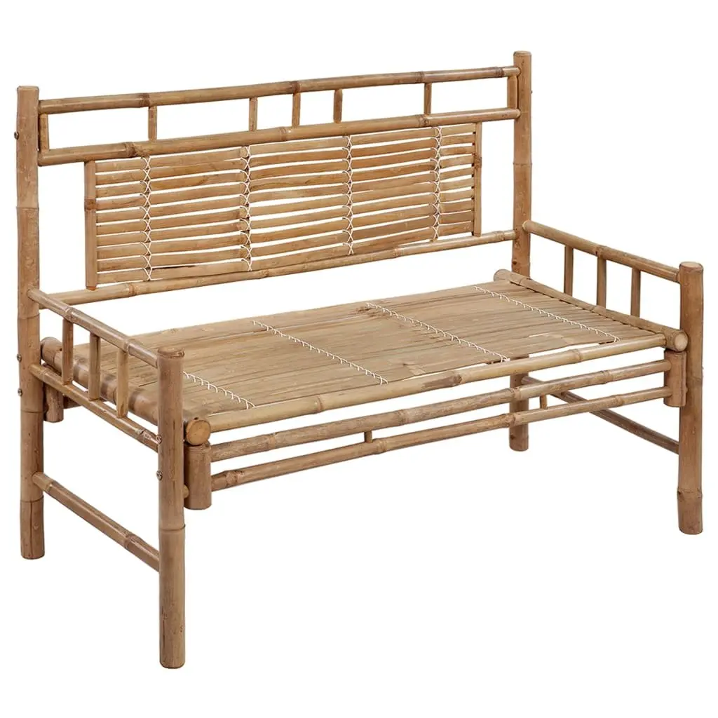 Bamboo Garden Bench with Backrest and Cushion 120cm Taupe Outdoor Seating