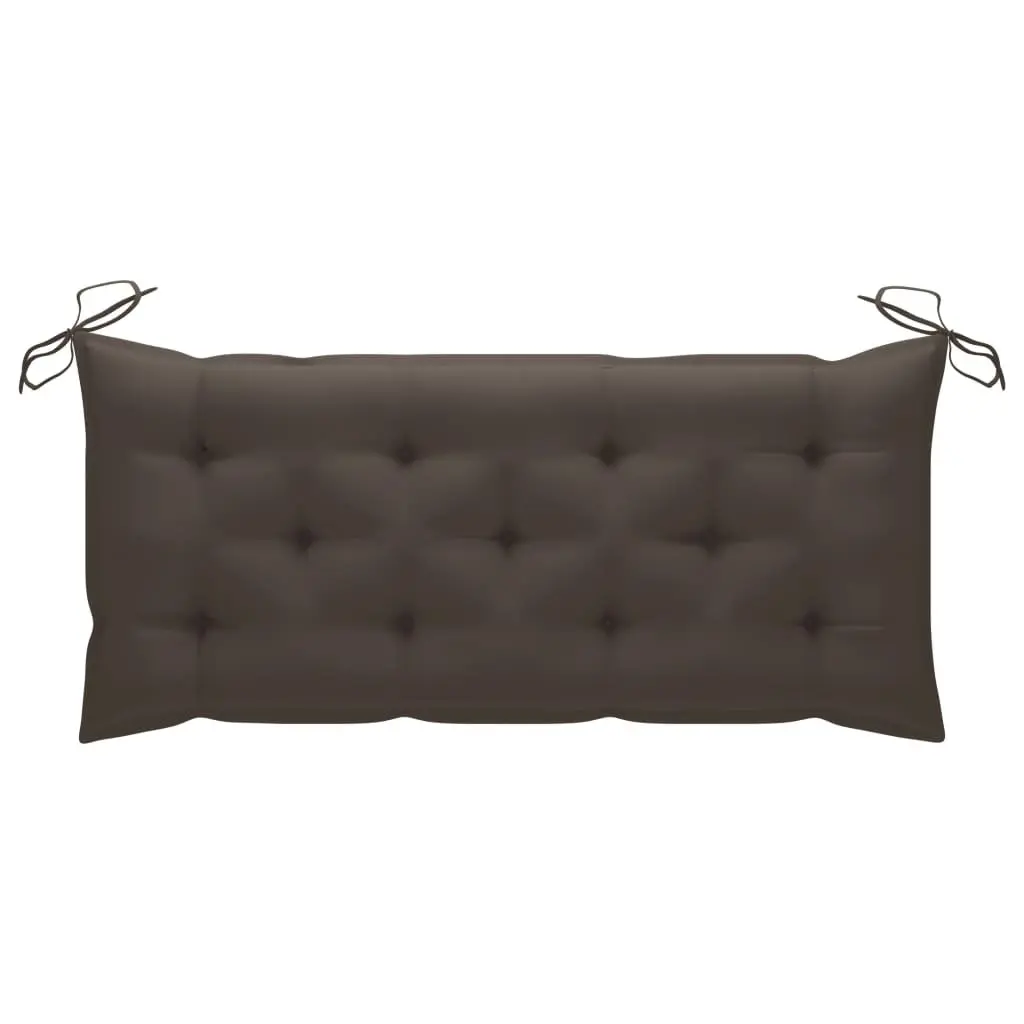 Bamboo Garden Bench with Backrest and Cushion 120cm Taupe Outdoor Seating