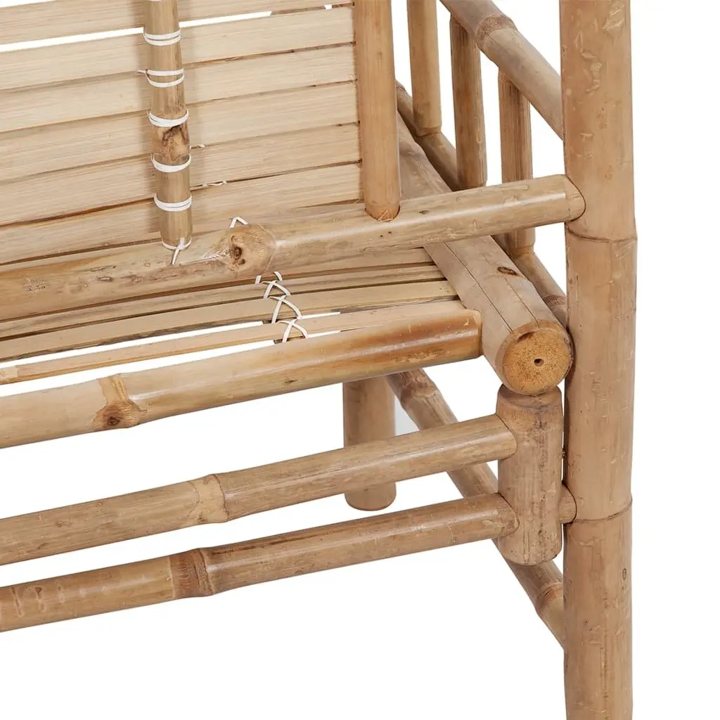 Bamboo Garden Bench with Backrest and Cushion 120cm Taupe Outdoor Seating
