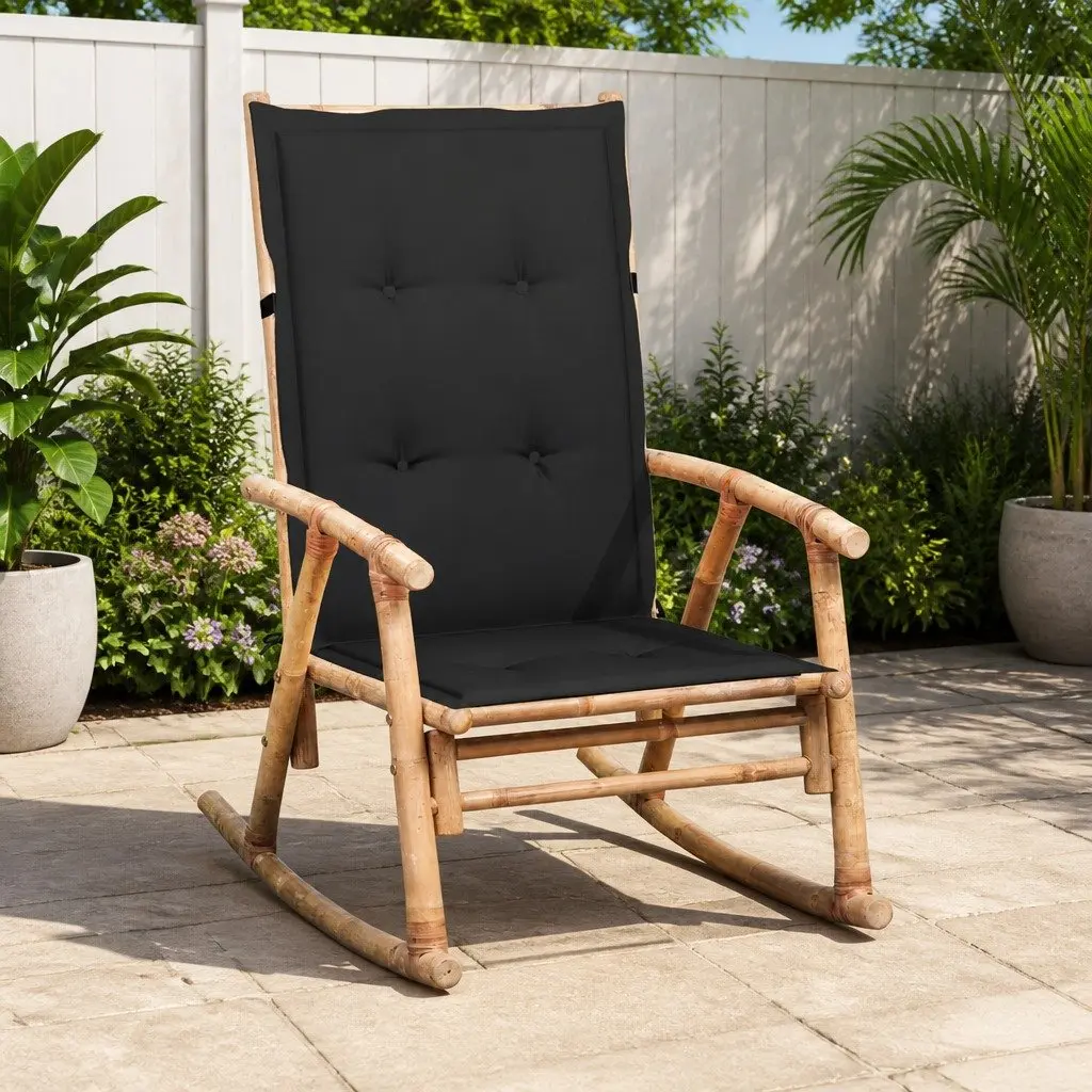 Bamboo Rocking Chair with Cushion Brown