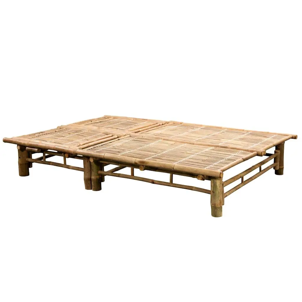2-Person Sun Lounger Bamboo Adjustable Reclining Lounger