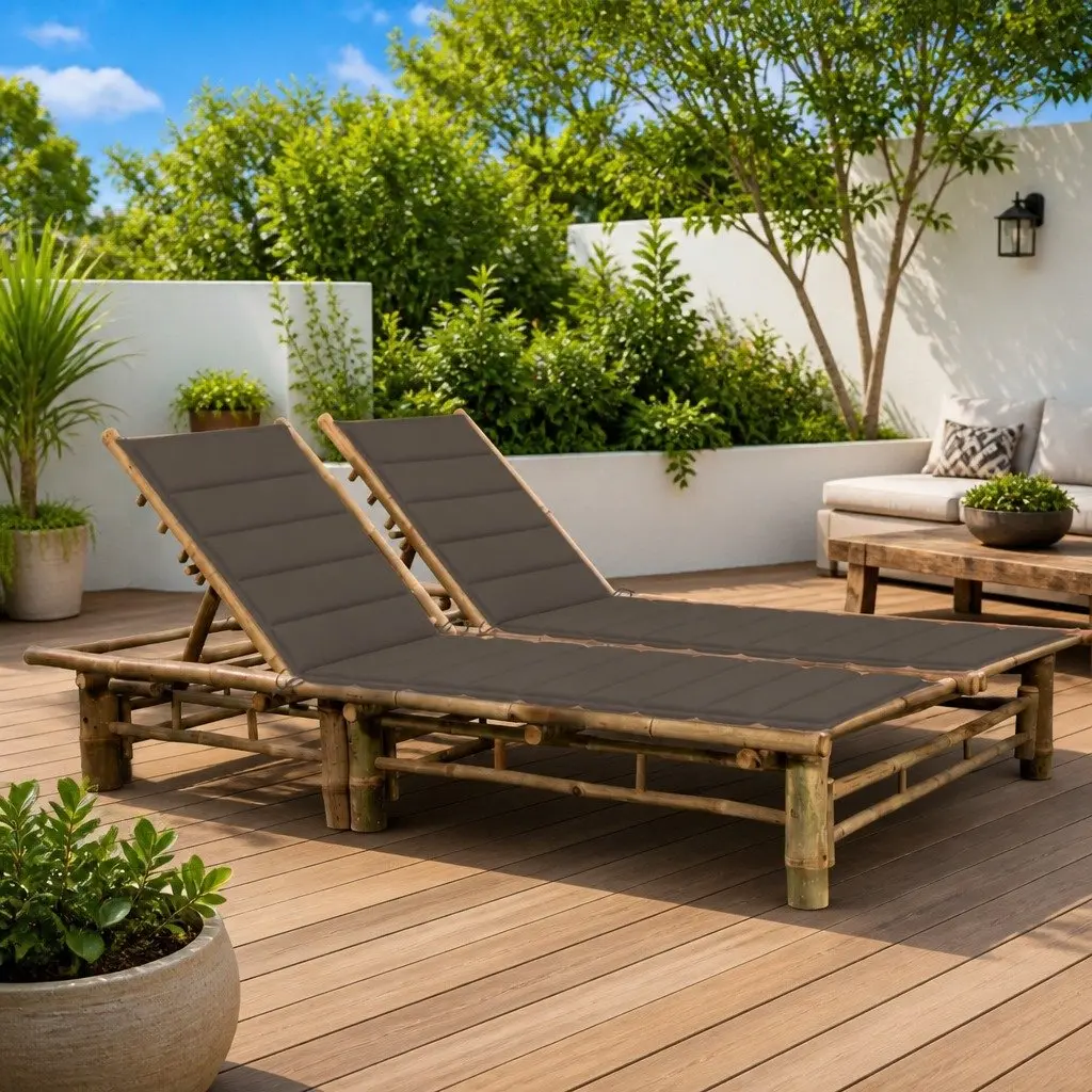 2-Person Sun Lounger with Adjustable Backrests