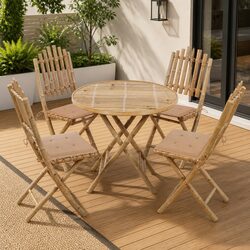 Join Friends and Family Around a 5-Piece Bamboo Dining Set