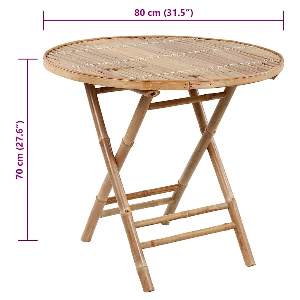 Folding Outdoor Dining Set 5 Piece Bamboo Garden Table Chairs with Cushions
