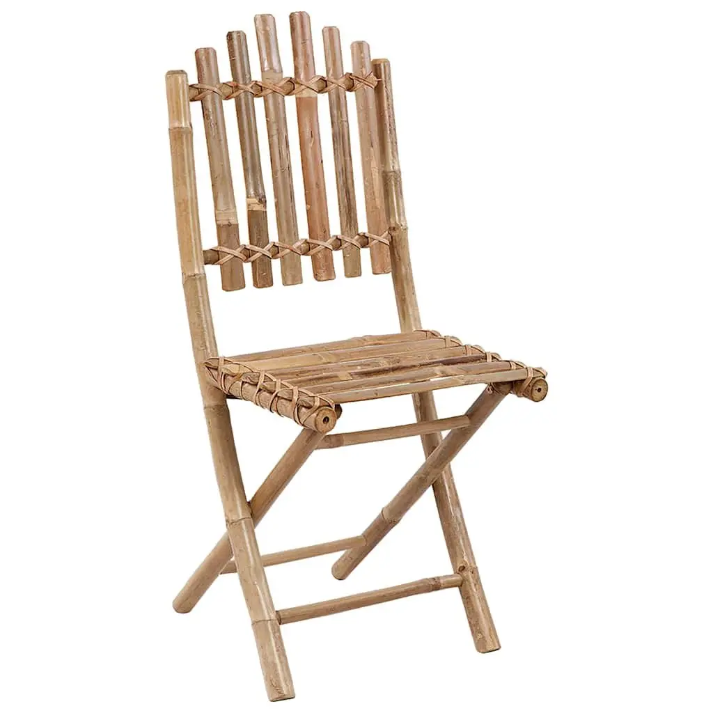 Folding Outdoor Dining Set 5 Piece Bamboo Garden Table Chairs with Cushions