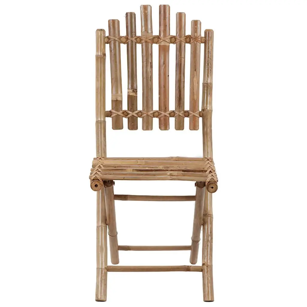 Folding Outdoor Dining Set 5 Piece Bamboo Garden Table Chairs with Cushions