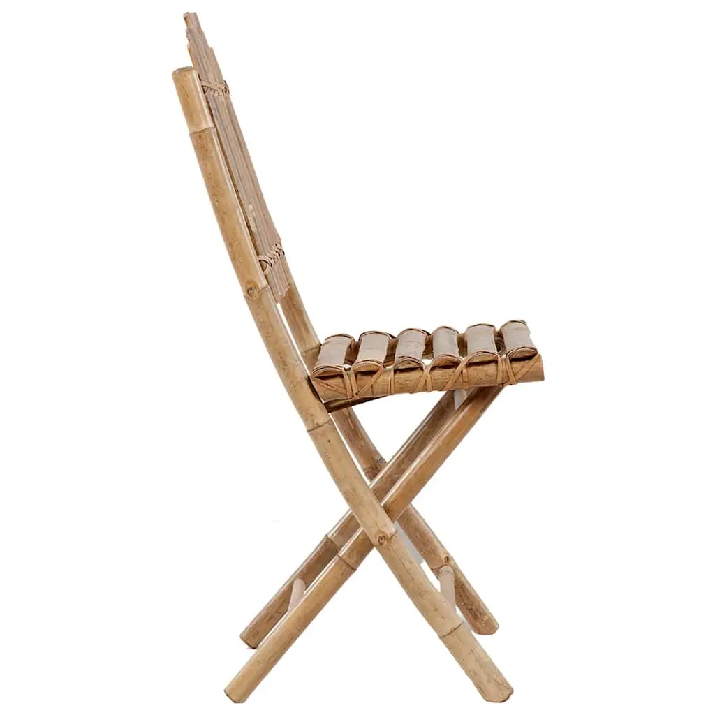 Folding Outdoor Dining Set 5 Piece Bamboo Garden Table Chairs with Cushions