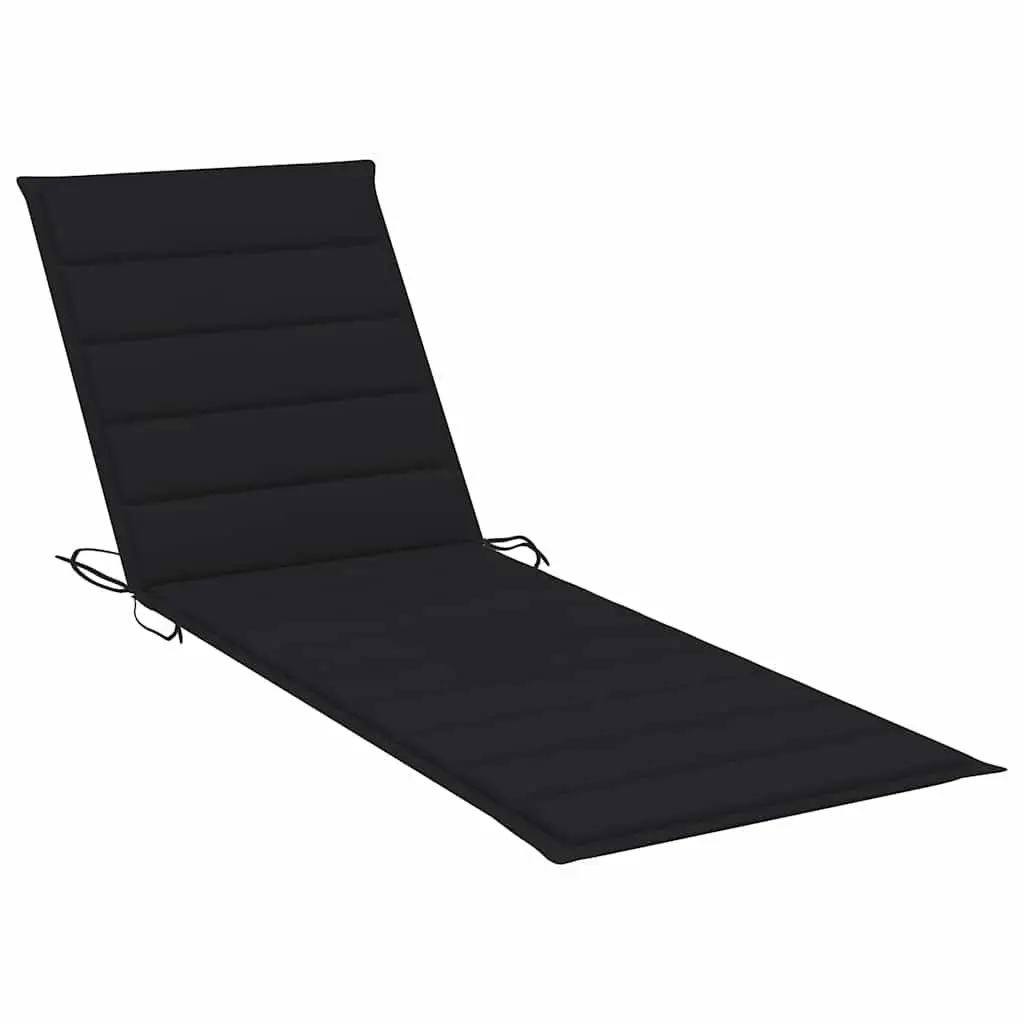 Folding Sun Lounger with Cushion Solid Acacia Wood Outdoor Seating Black