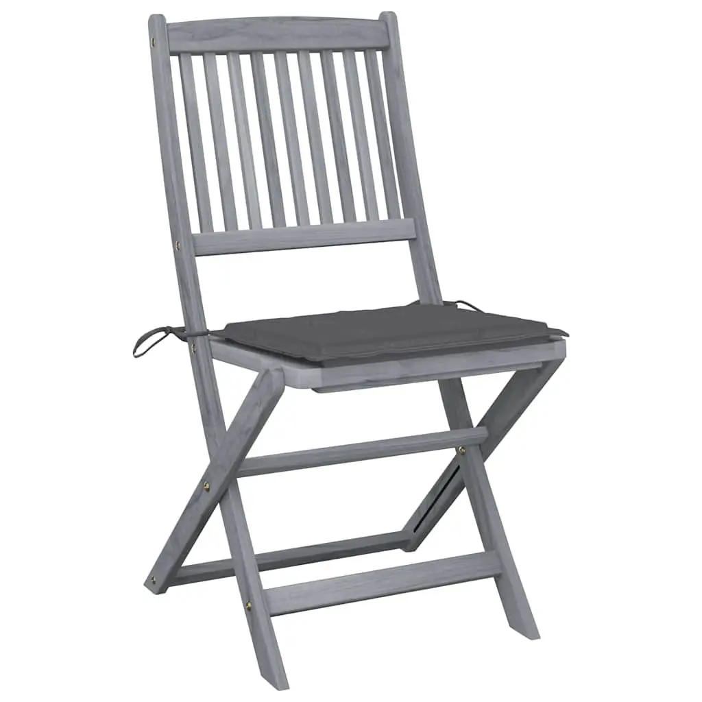 Folding Outdoor Chairs Set 4 Pieces with Cushions Solid Acacia Wood Garden Dining