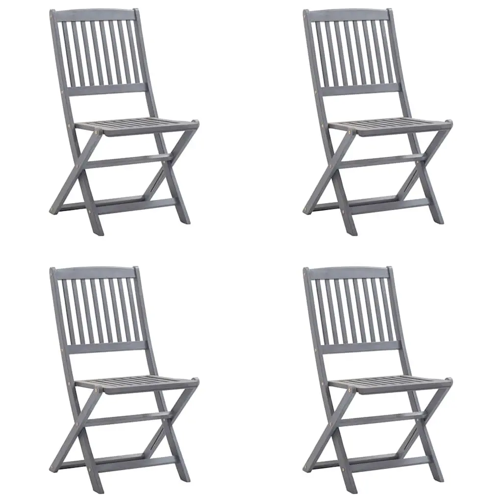 Folding Outdoor Chairs Set 4 Pieces with Cushions Solid Acacia Wood Garden Dining