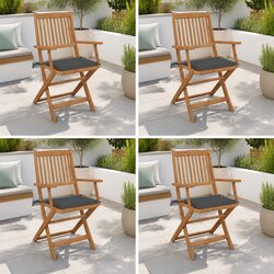 Folding Garden Chairs 4 pcs with Cushions Solid Wood Outdoor Seating Patio