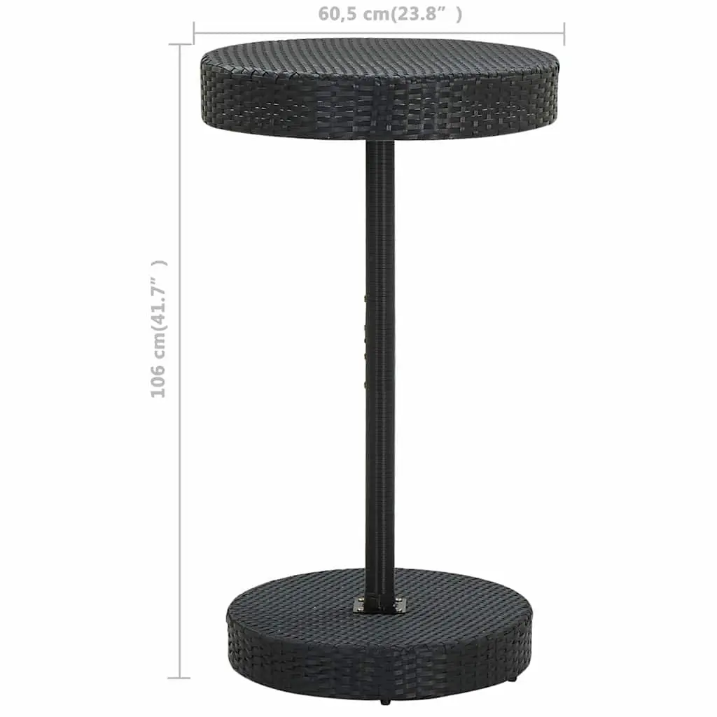 3 Piece Garden Bar Set Cushioned Outdoor Poly Rattan Bar Table Stools Black