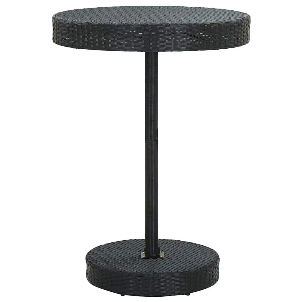 5 Piece Garden Bar Set Cushioned Black Poly Rattan Outdoor Bar Table and Stools