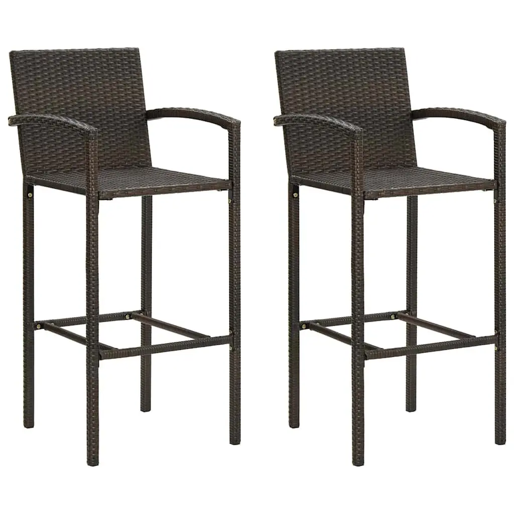 3 Piece Garden Bar Set Poly Rattan Outdoor Bar Table and Stools