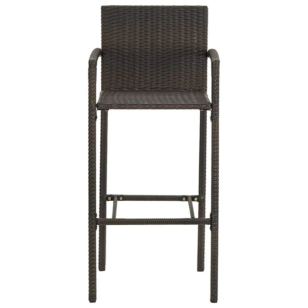 3 Piece Garden Bar Set Poly Rattan Outdoor Bar Table and Stools