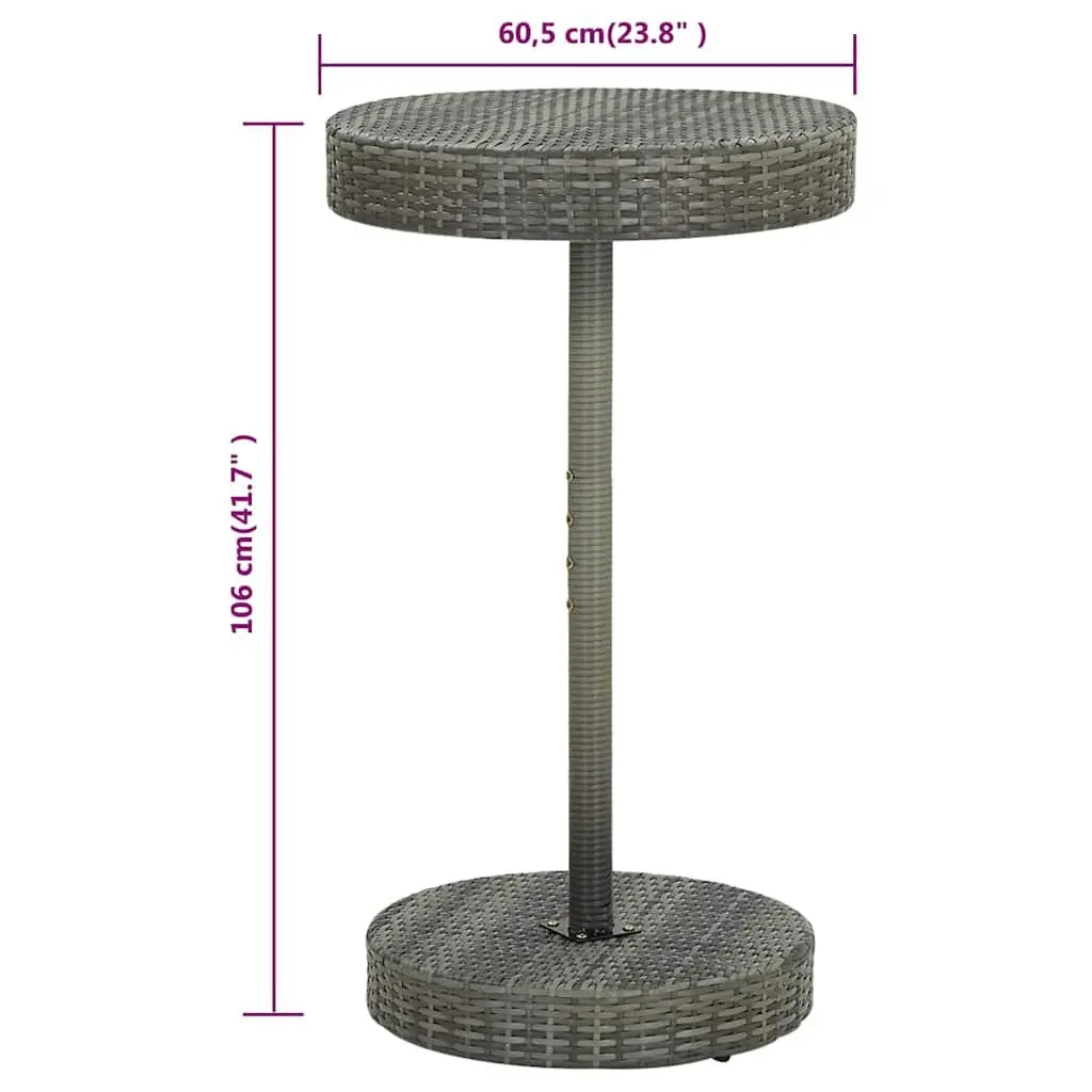 3 Piece Garden Bar Set Poly Rattan Outdoor Bar Table and Stools Grey