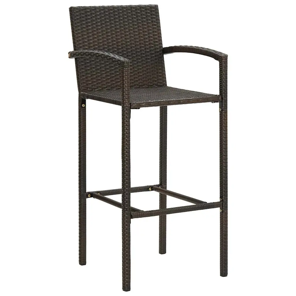 Outdoor Bar Set 5 Piece Brown Poly Rattan Table and Stools for Garden Patio