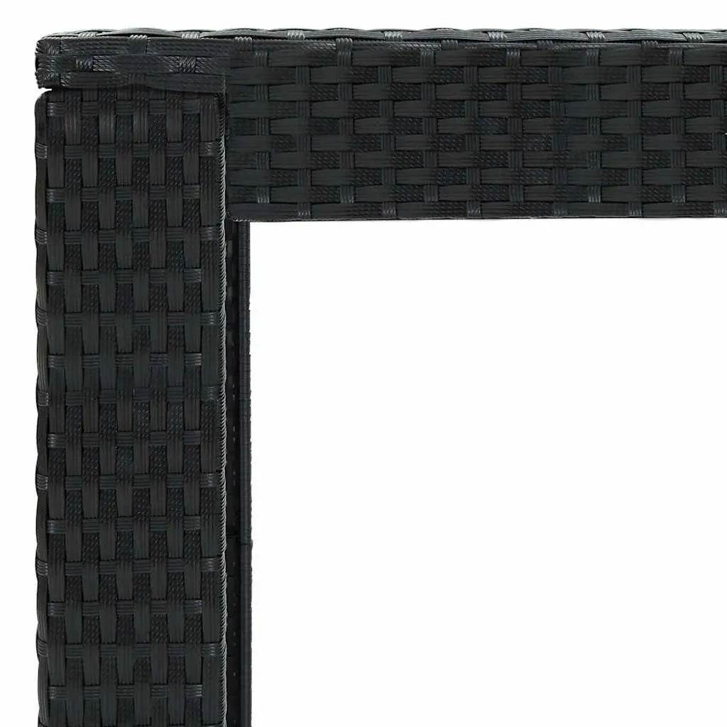 Garden Bar Set 7 Piece Outdoor Stools Table Cushions Black Poly Rattan