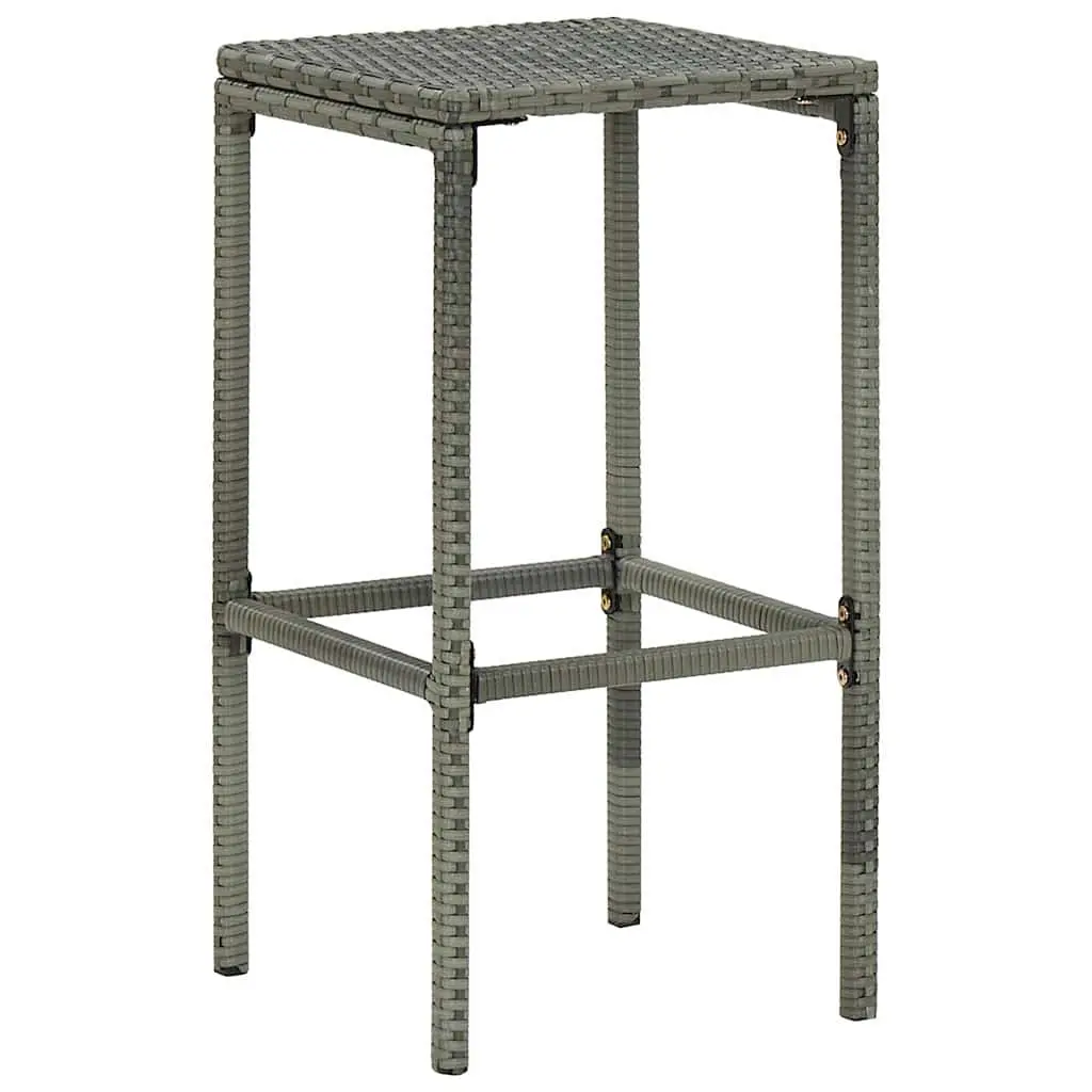 7 Piece Outdoor Bar Set Grey Poly Rattan Cushioned Stools Table