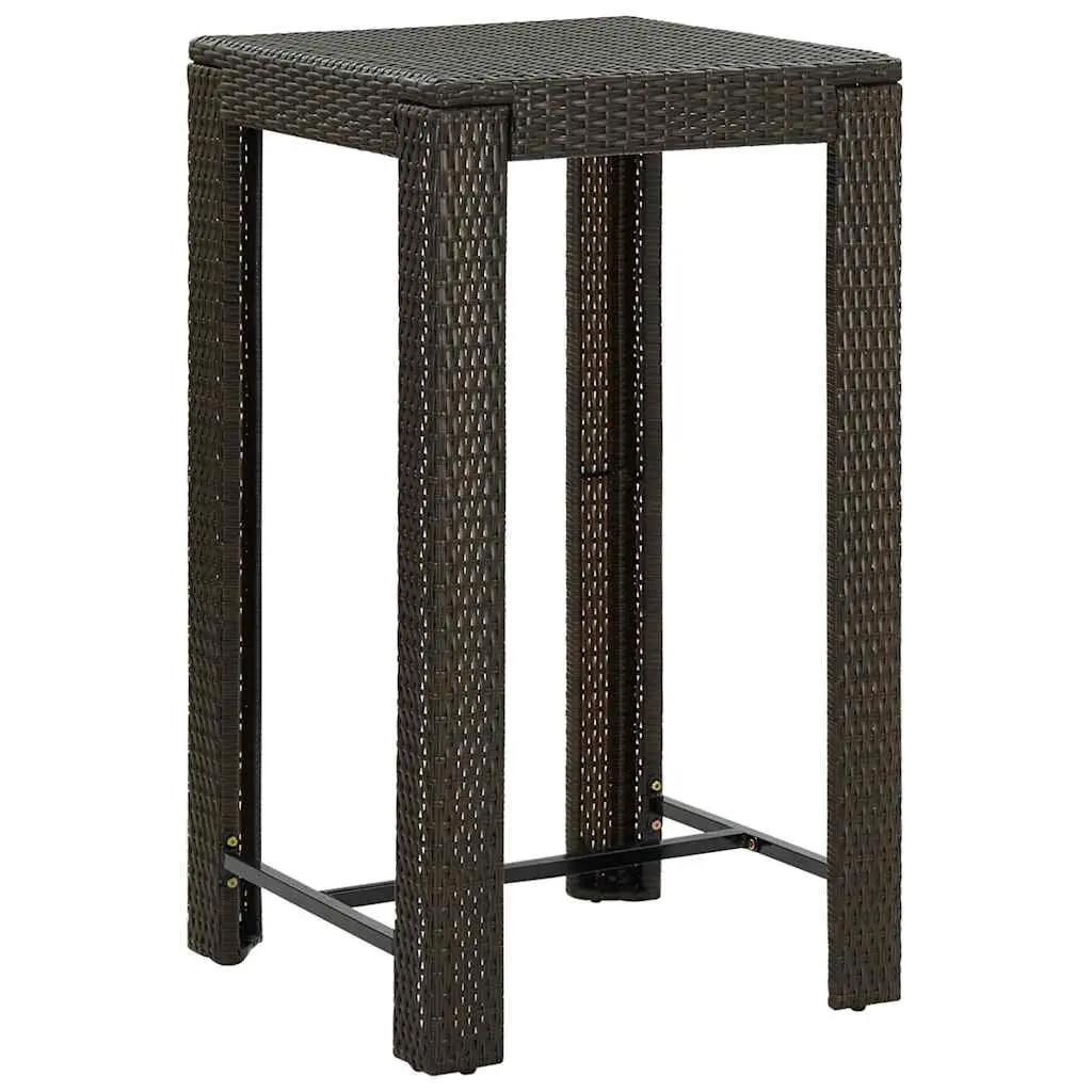 5 Piece Brown Poly Rattan Outdoor Bar Set with Stools and Table for Garden Patio
