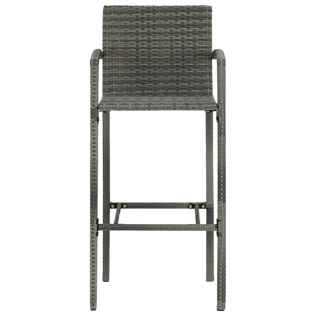 5 Piece Outdoor Bar Set Grey Poly Rattan Armrest Garden Table and Stools