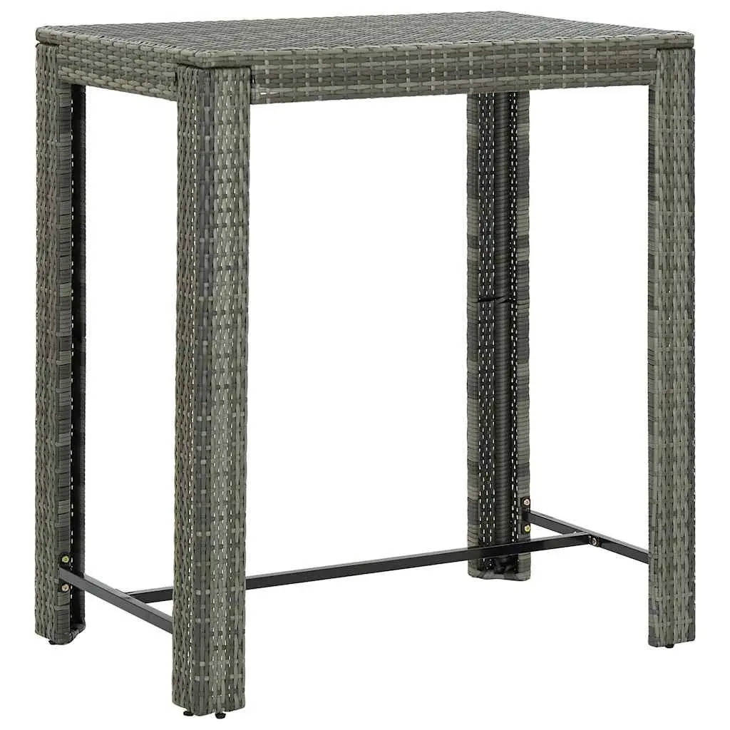 5 Piece Outdoor Bar Set Grey Poly Rattan Armrest Garden Table and Stools
