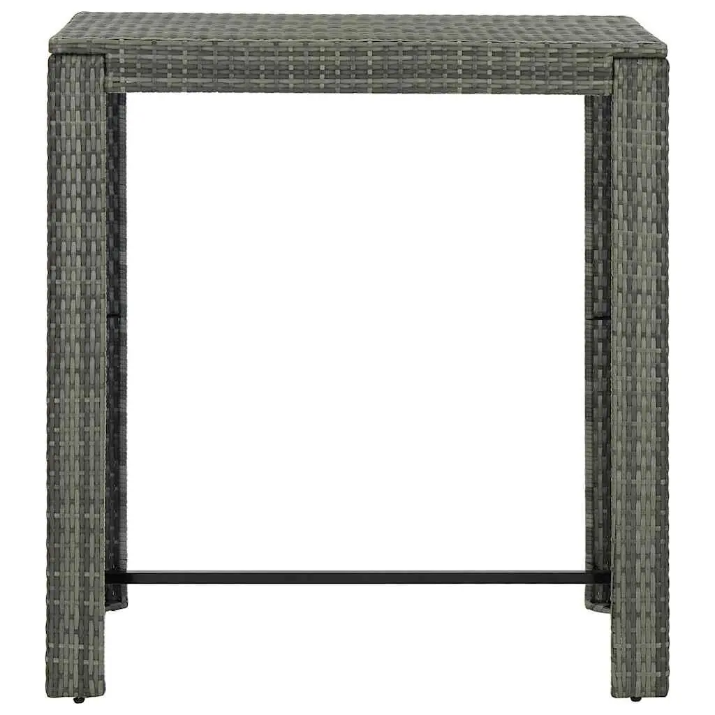 5 Piece Outdoor Bar Set Grey Poly Rattan Armrest Garden Table and Stools