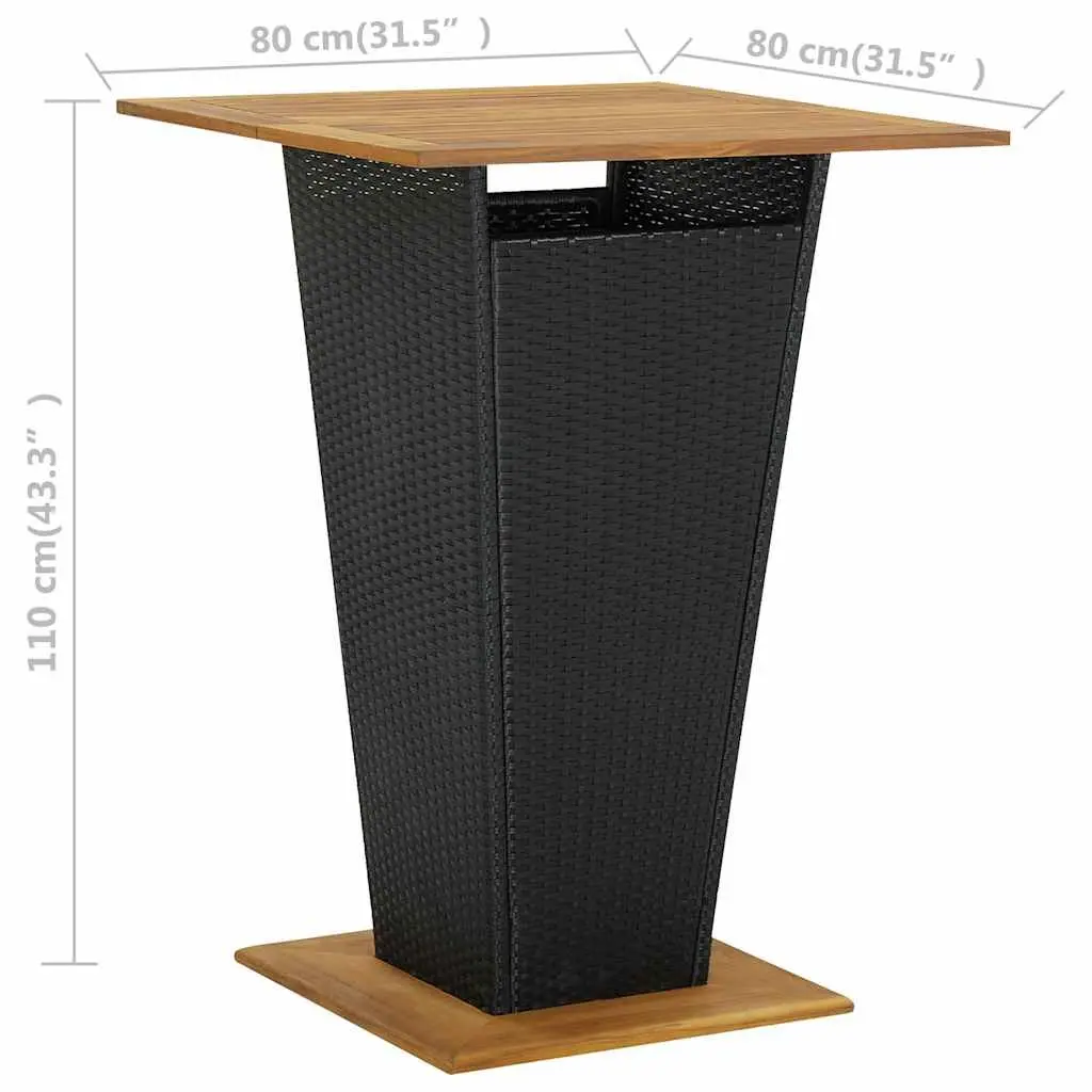 Garden Bar Set 5 Piece Outdoor Furniture Poly Rattan Stools Counter Table Black