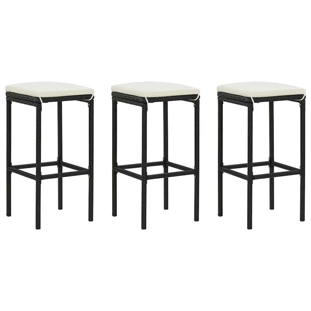 Garden Bar Set 4 Piece with Cushions Black Outdoor Patio Furniture