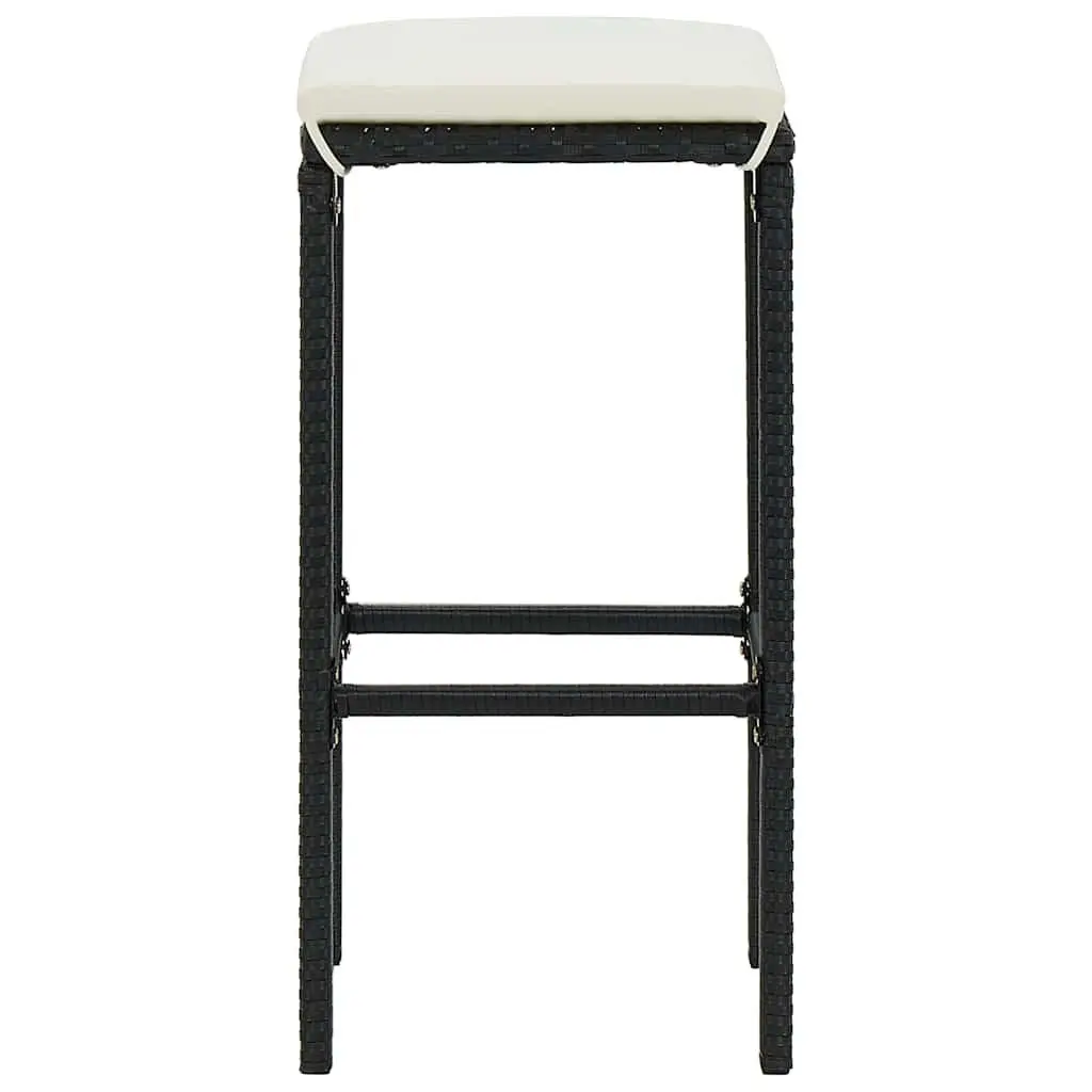 Garden Bar Set 4 Piece with Cushions Black Outdoor Patio Furniture