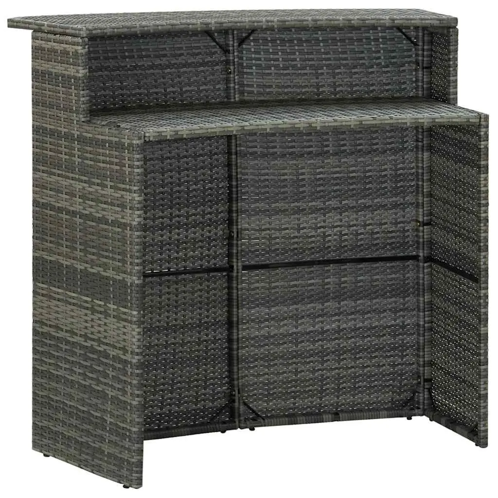 5 Piece Outdoor Garden Bar Set Grey with Cushions Patio Furniture Rattan