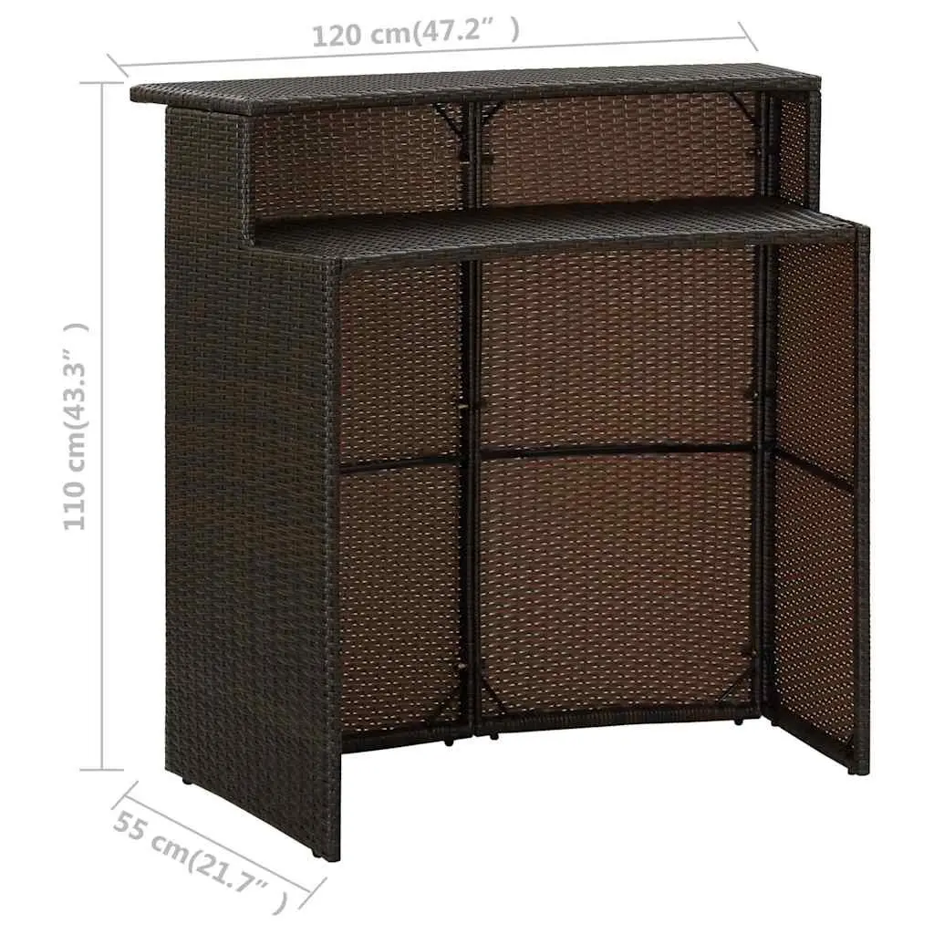 3 Piece Outdoor Patio Furniture Set Brown Lightweight PE Rattan with Durable Steel Frame