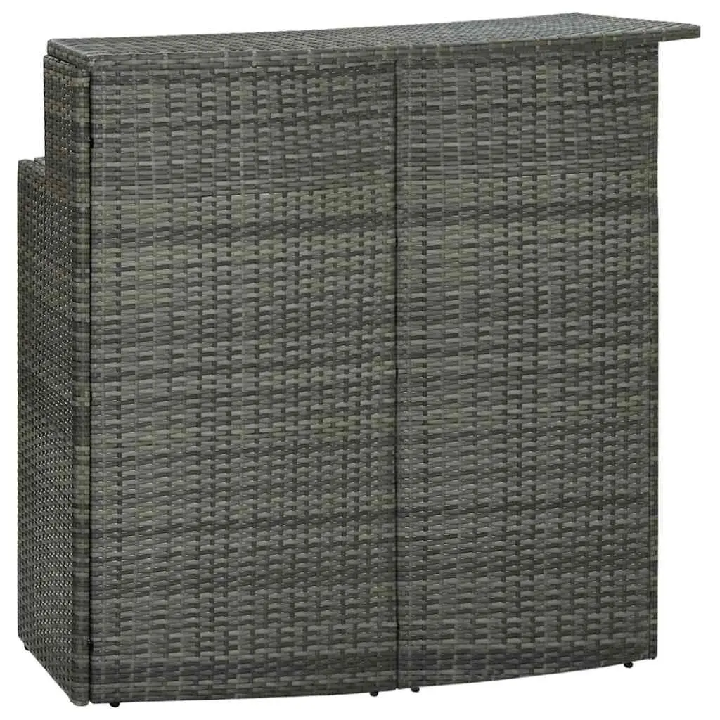 3 Piece Garden Bar Set Grey Outdoor Patio Furniture Rattan Stool Table