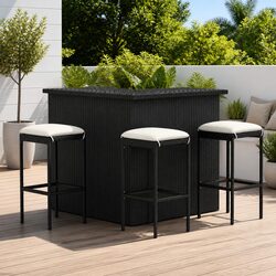 Friendly 4-Piece Outdoor Garden Bar Set with Cushions