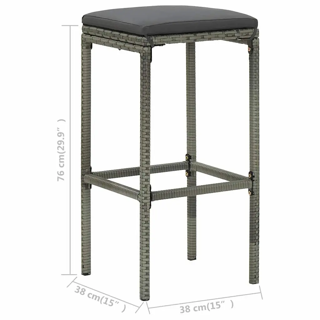 Garden Bar Set 8 Piece Outdoor Furniture Weather Resistant Poly Rattan with Cushions Grey