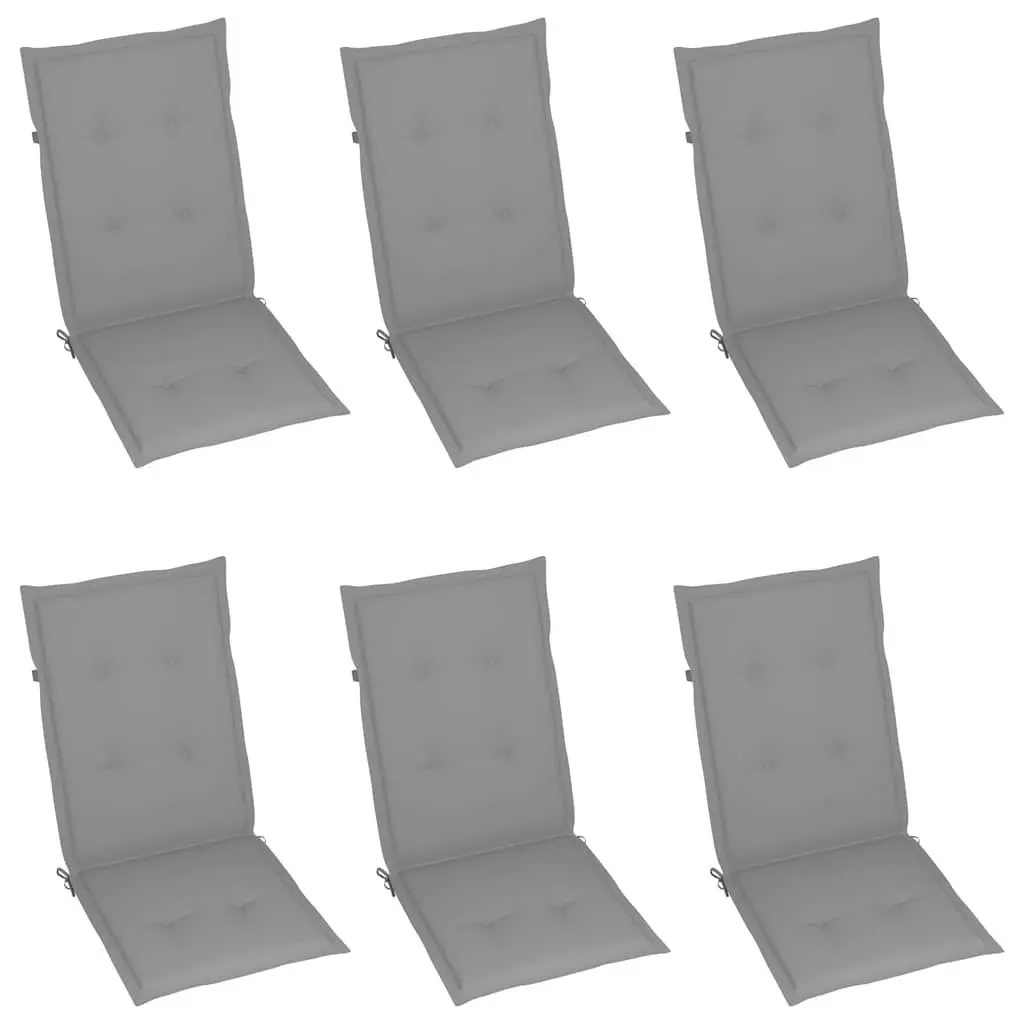 Outdoor Reclining Chairs Set 6 Piece Solid Acacia Wood Frame Grey Wash Adjustable Backrest with Cushions
