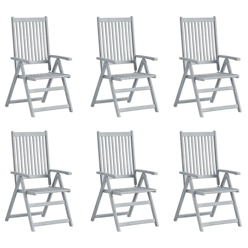 Reclining Chairs Set 6 Piece Outdoor Garden Seating Acacia Wood with Cushions