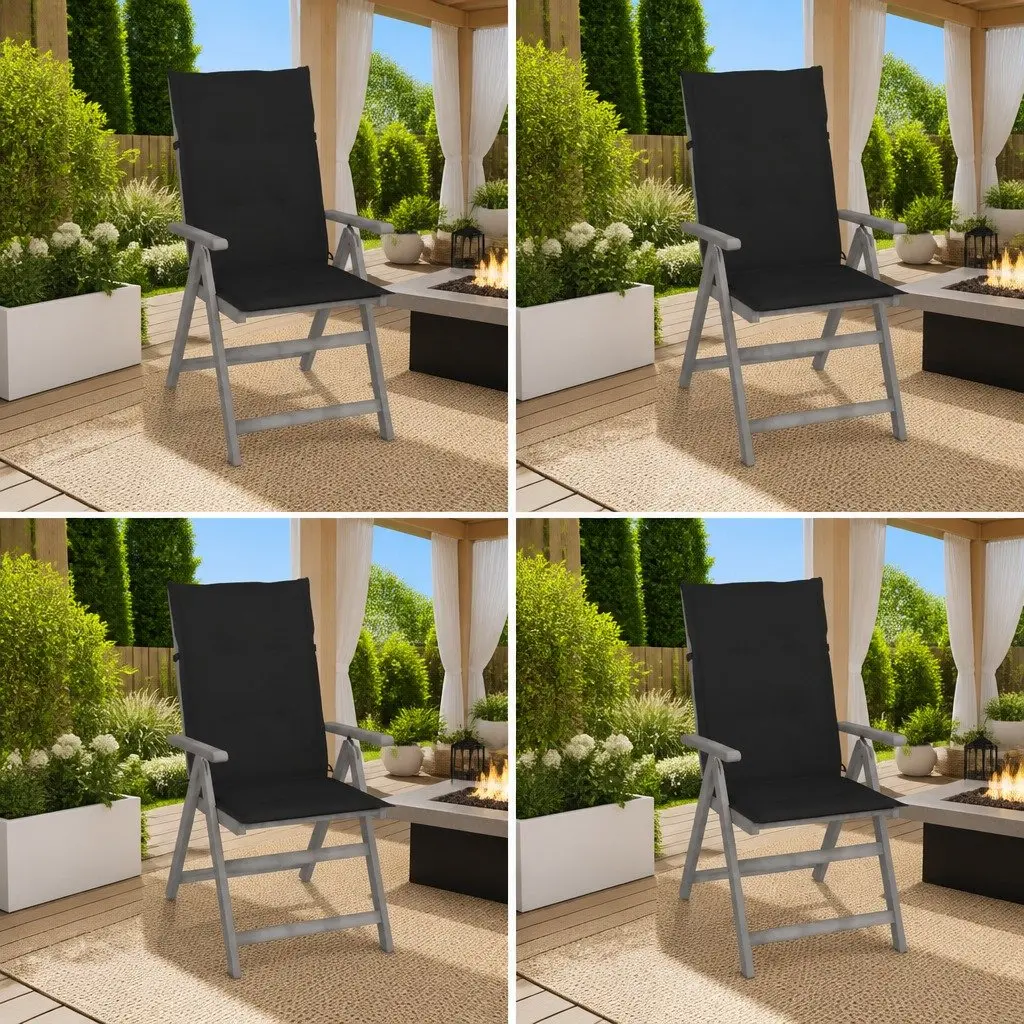 Outdoor Reclining Chairs Set 4 Piece Garden Armchairs with Cushions Acacia Wood