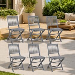 Upgrade Your Garden with 6 Folding Acacia Wood Chairs