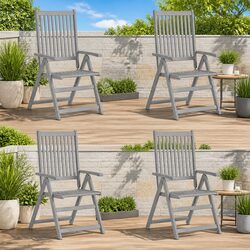 Outdoor Reclining Chairs Set 4 pcs Garden Armchairs Adjustable Backrest Grey