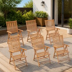 Relax Outdoors with 6 Folding Wooden Reclining Chairs