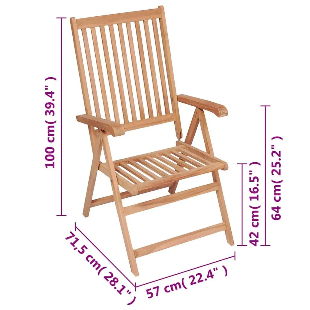 6 Folding Wooden Reclining Chairs