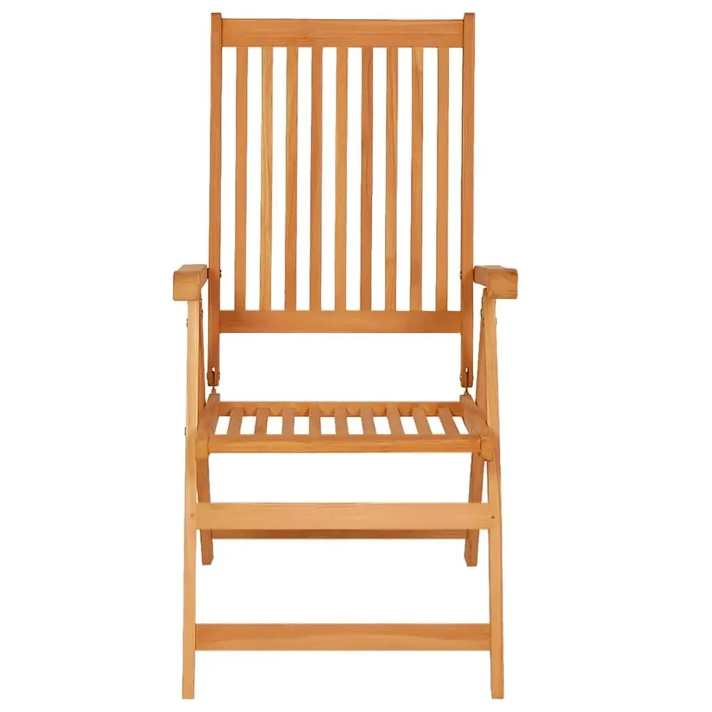 Outdoor Garden Chairs Set 4 pcs Black Cushions Teak Wood Reclining Patio Seating