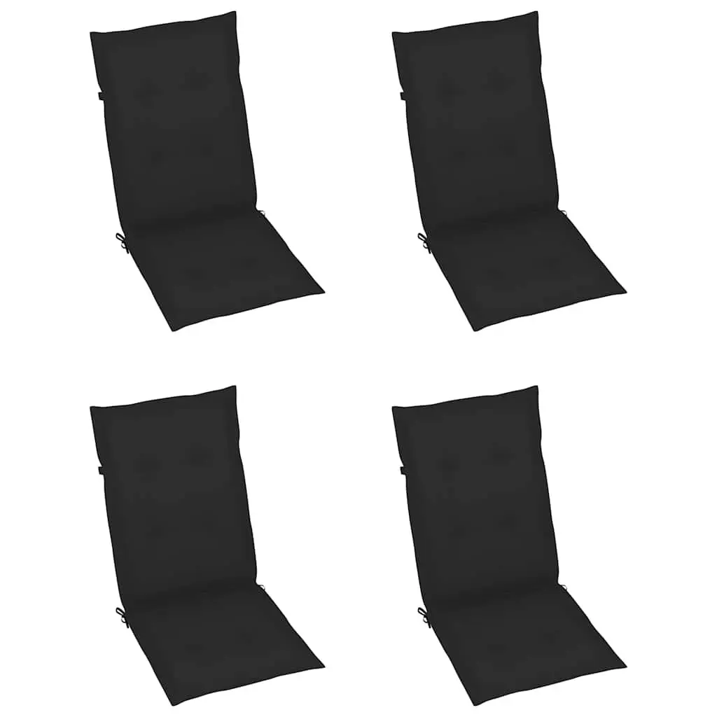 Outdoor Garden Chairs Set 4 pcs Black Cushions Teak Wood Reclining Patio Seating