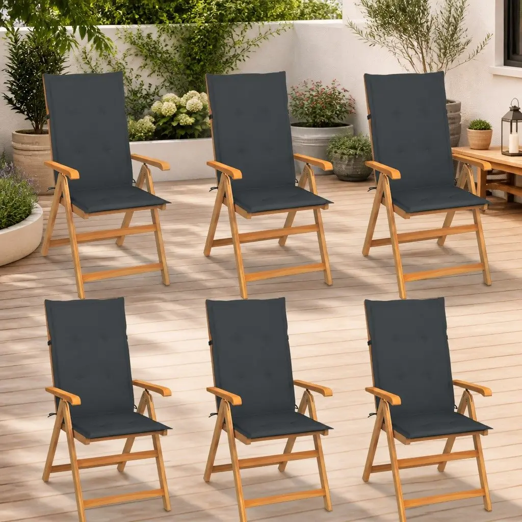 Teak Reclining Chairs Set of 6