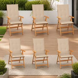 Enjoy Your Patio with 6 Teak Wood Garden Chairs and Cushions
