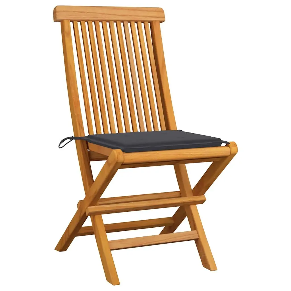 Folding Garden Chairs Set of 6 Solid Teak Wood Lightweight with Cushions
