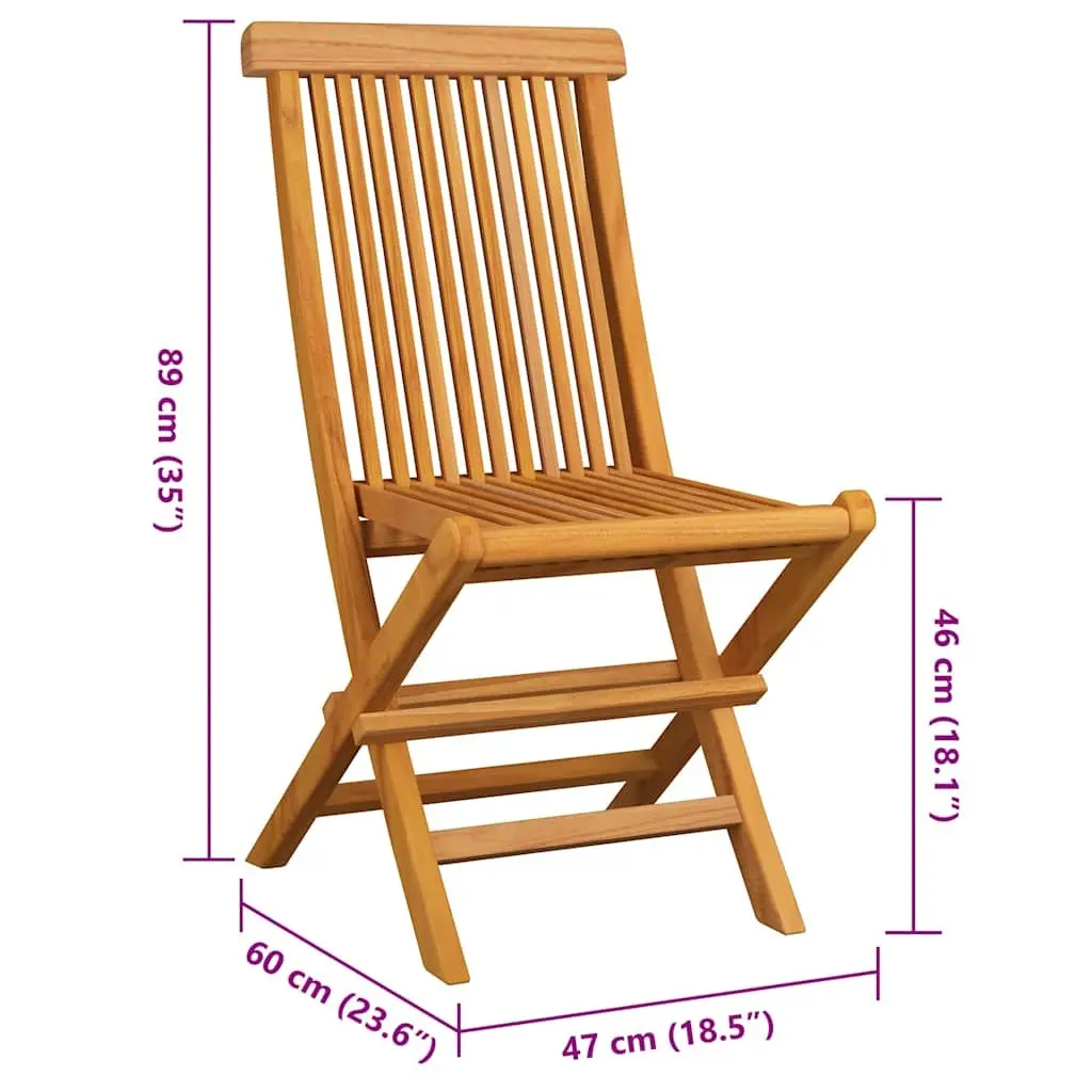 Folding Garden Chairs Set of 6 Solid Teak Wood Lightweight with Cushions