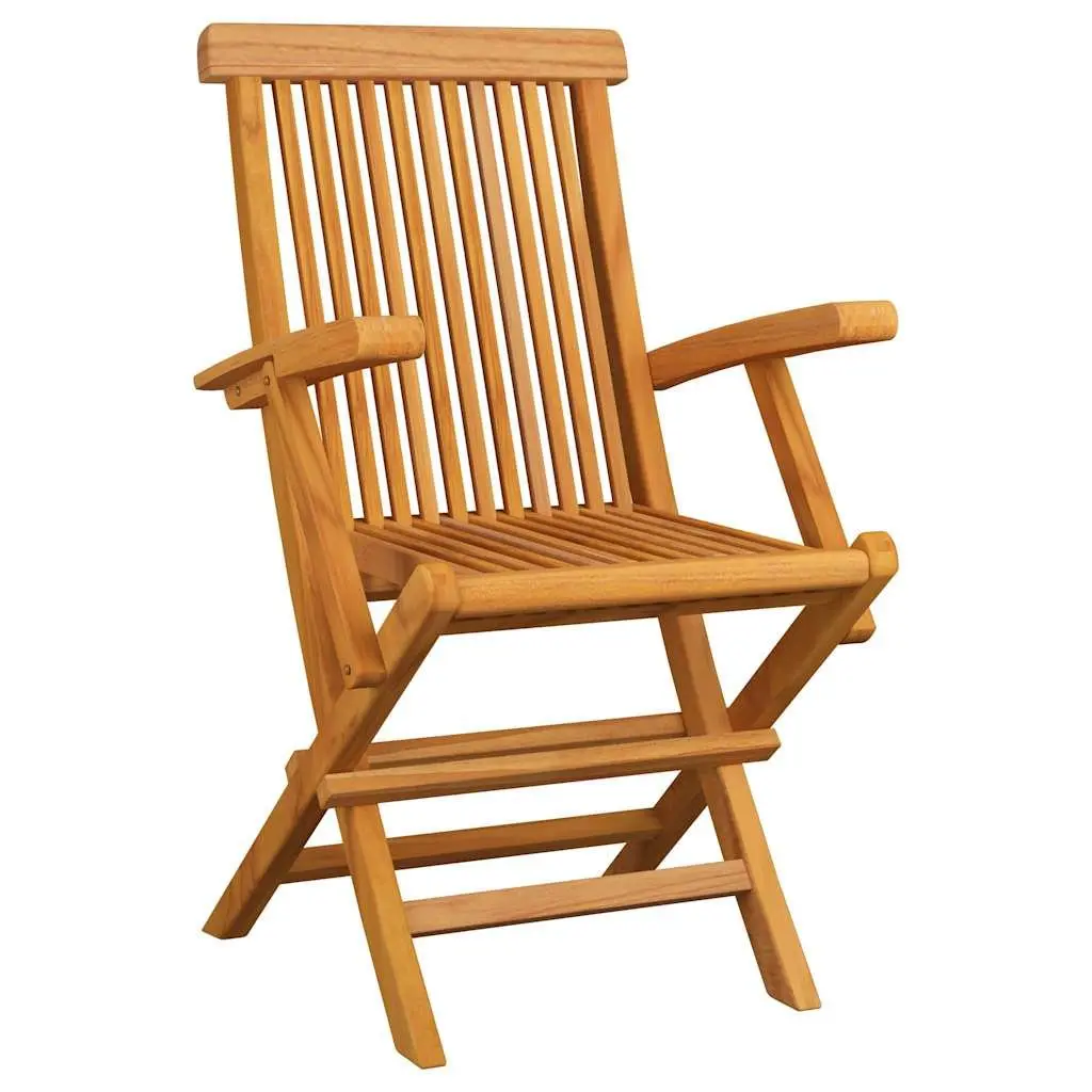 Teak Wood Folding Garden Chairs Set 4 pcs with Beige Cushions